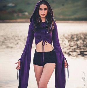 NWOT ElvenForest Crop Hoodie - Black